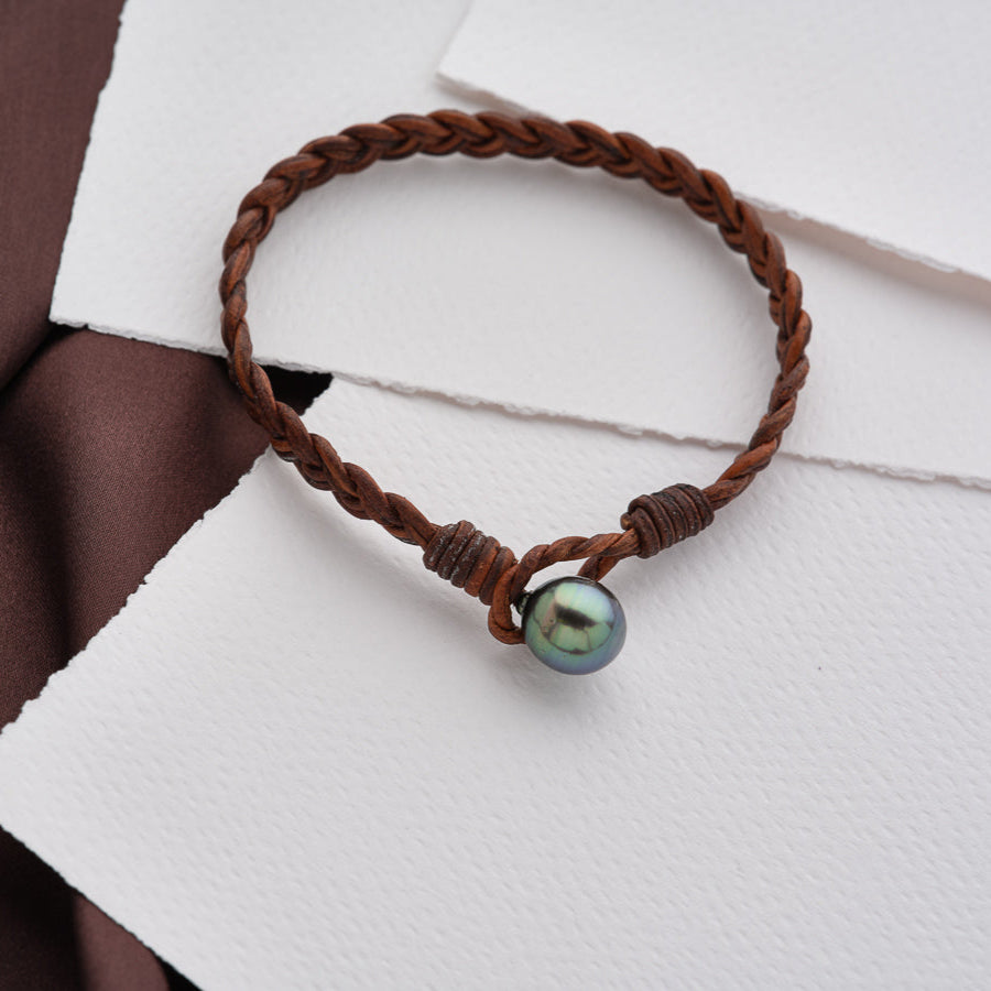 M*M様 『希少』Single pearl leather bracelet 2 Men's Tahitian Pearl & Leather Bracelets – Pearls By Shari