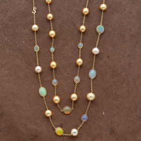 South Sea Pearl & Ethiopian Opal Necklace