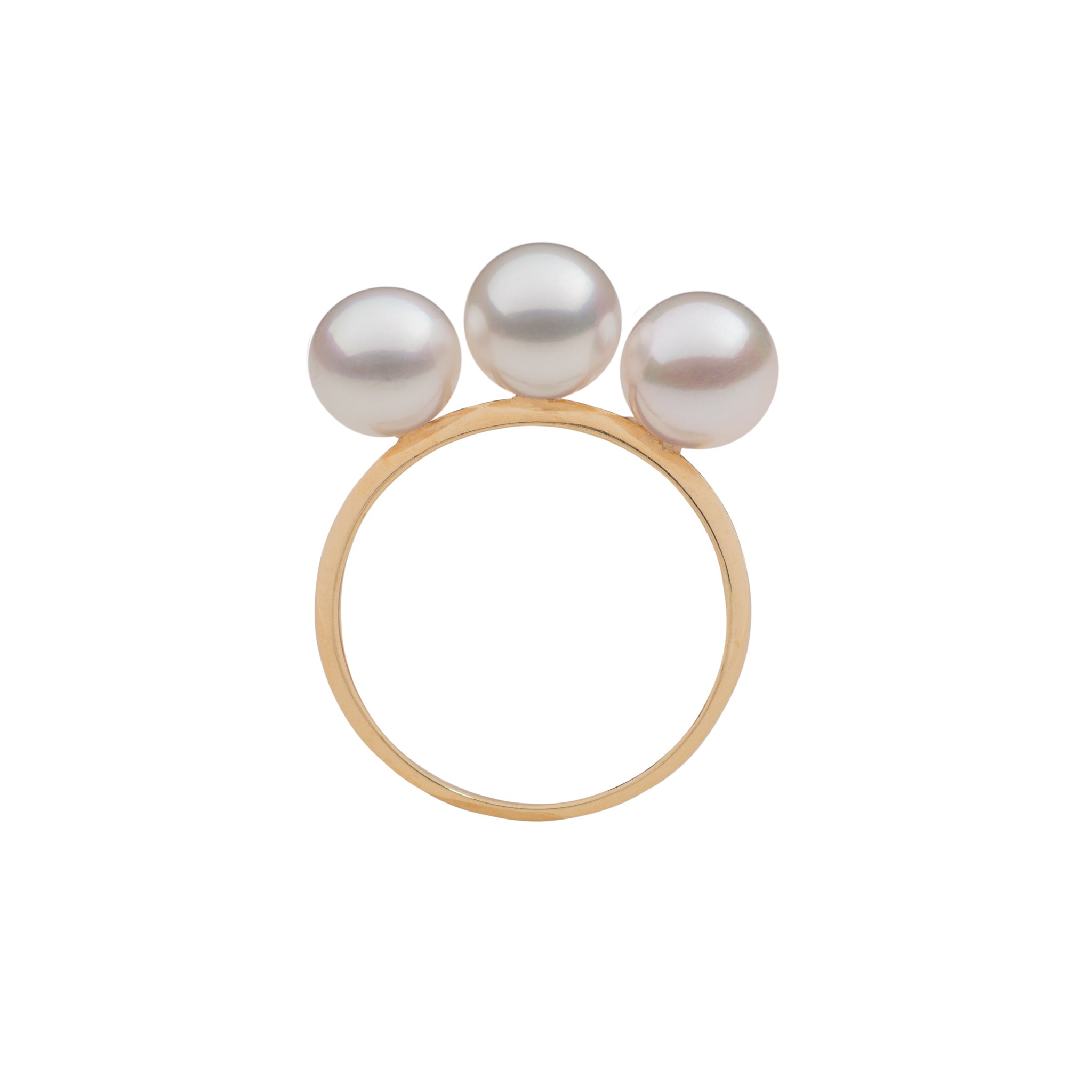 Triple Akoya Pearls Ring in Yellow Gold – Pearls By Shari