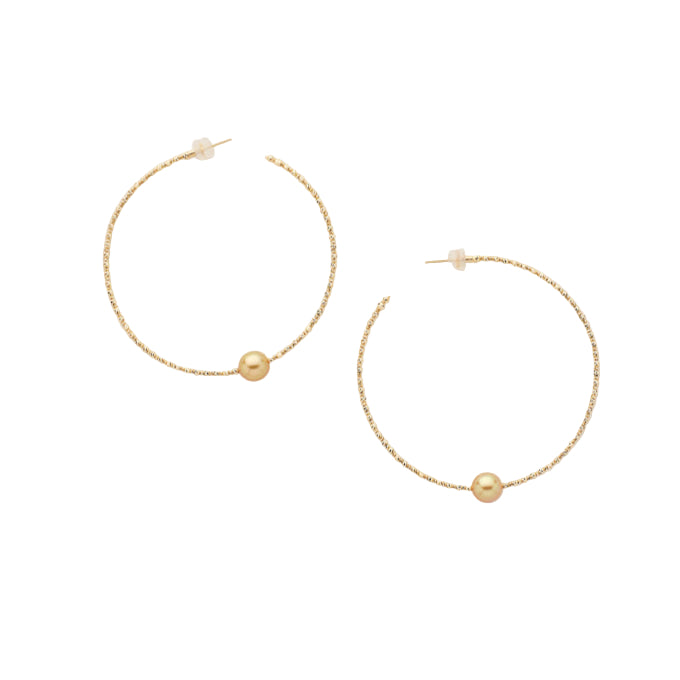 Sparkle Golden Pearl Hoops