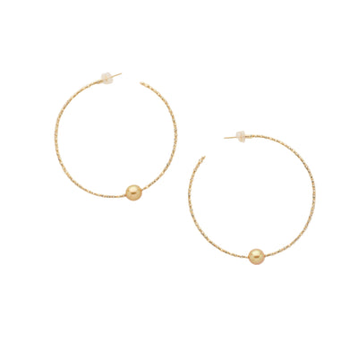 Sparkle Golden Pearl Hoops