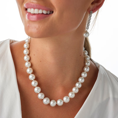 White South Sea Pearl Strand with Diamond Clasp