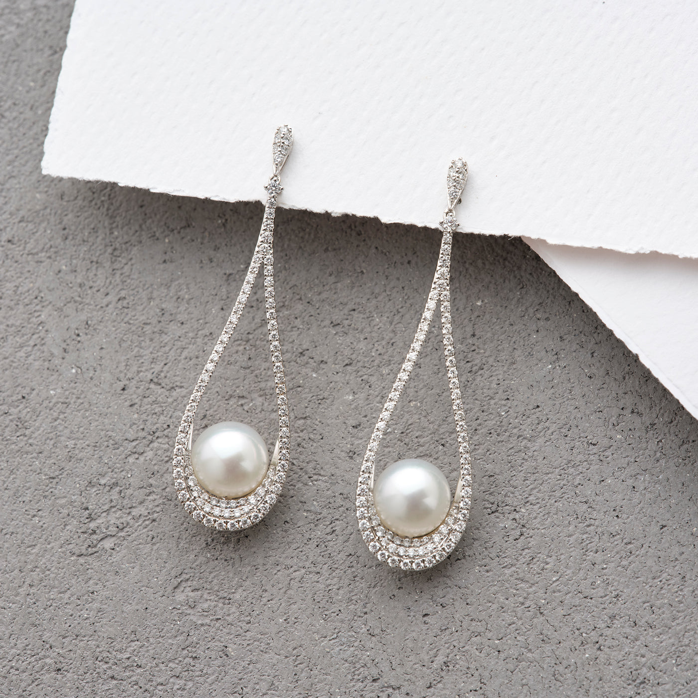 White South Sea Diamond Teardrop Earrings