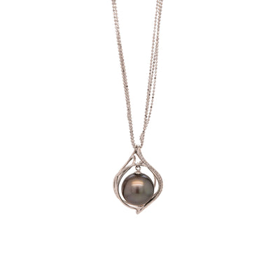 Noir Cage Tahitian Pearl Pendant