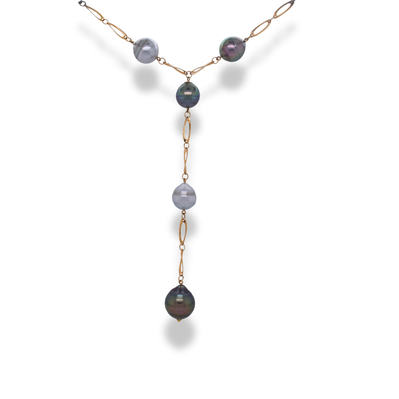 Tahitian Drop & Oval Chain Necklace