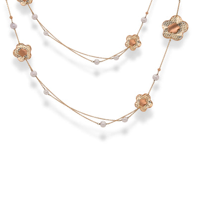 Rose Lace Akoya Long Necklace