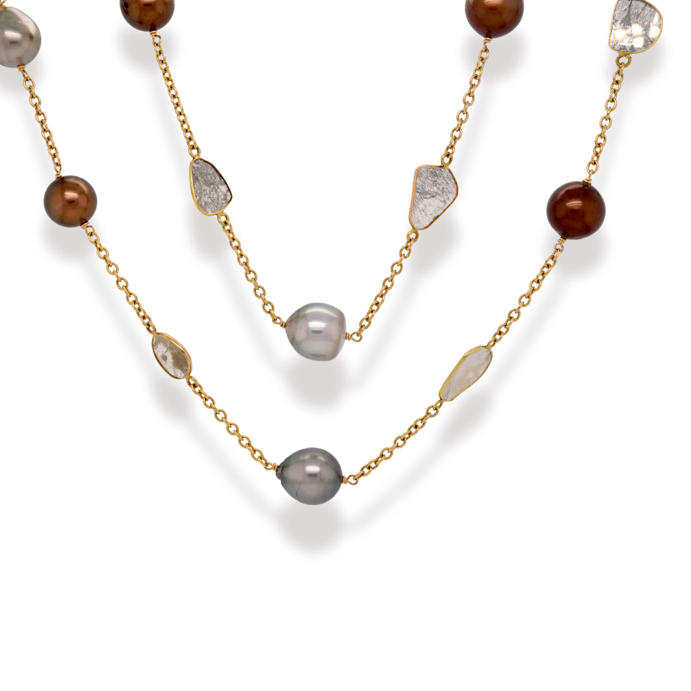 Diamond Slice and Chocolate Tahitian Pearl Necklace