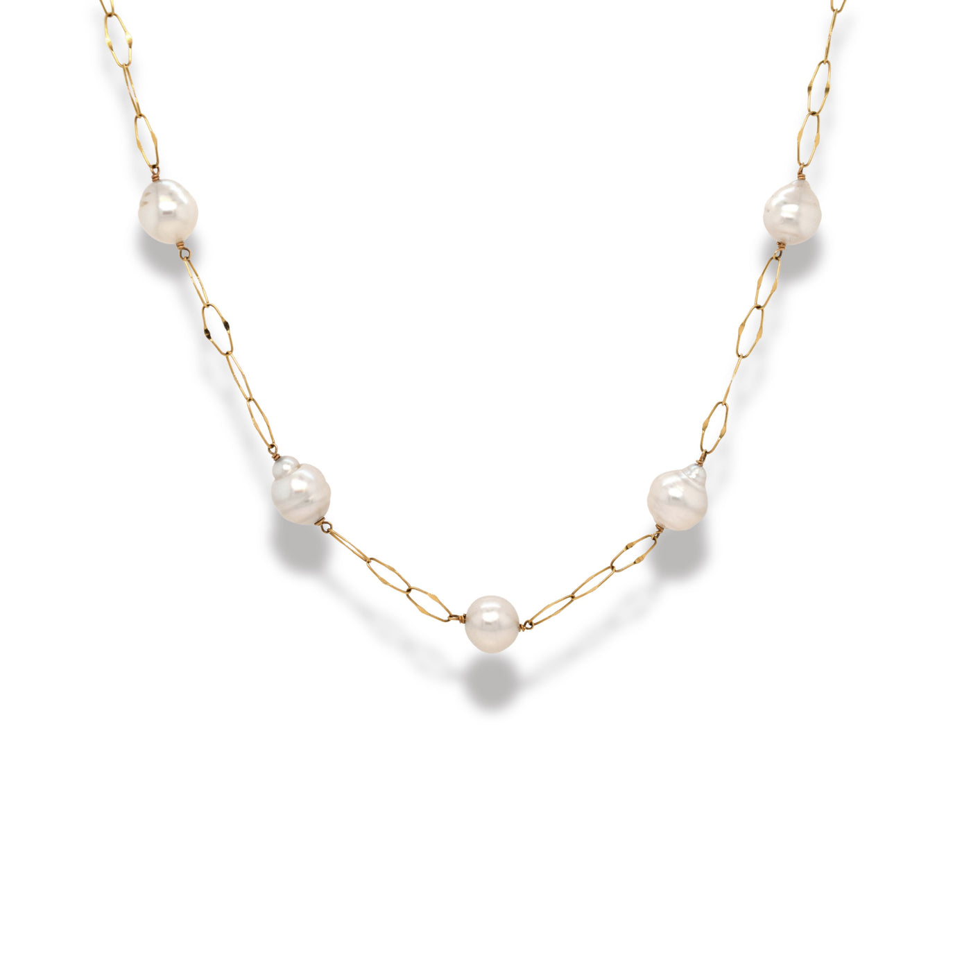 White South Sea Pearl Oval Link Necklace