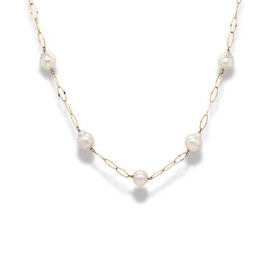 White South Sea Pearl Oval Link Necklace