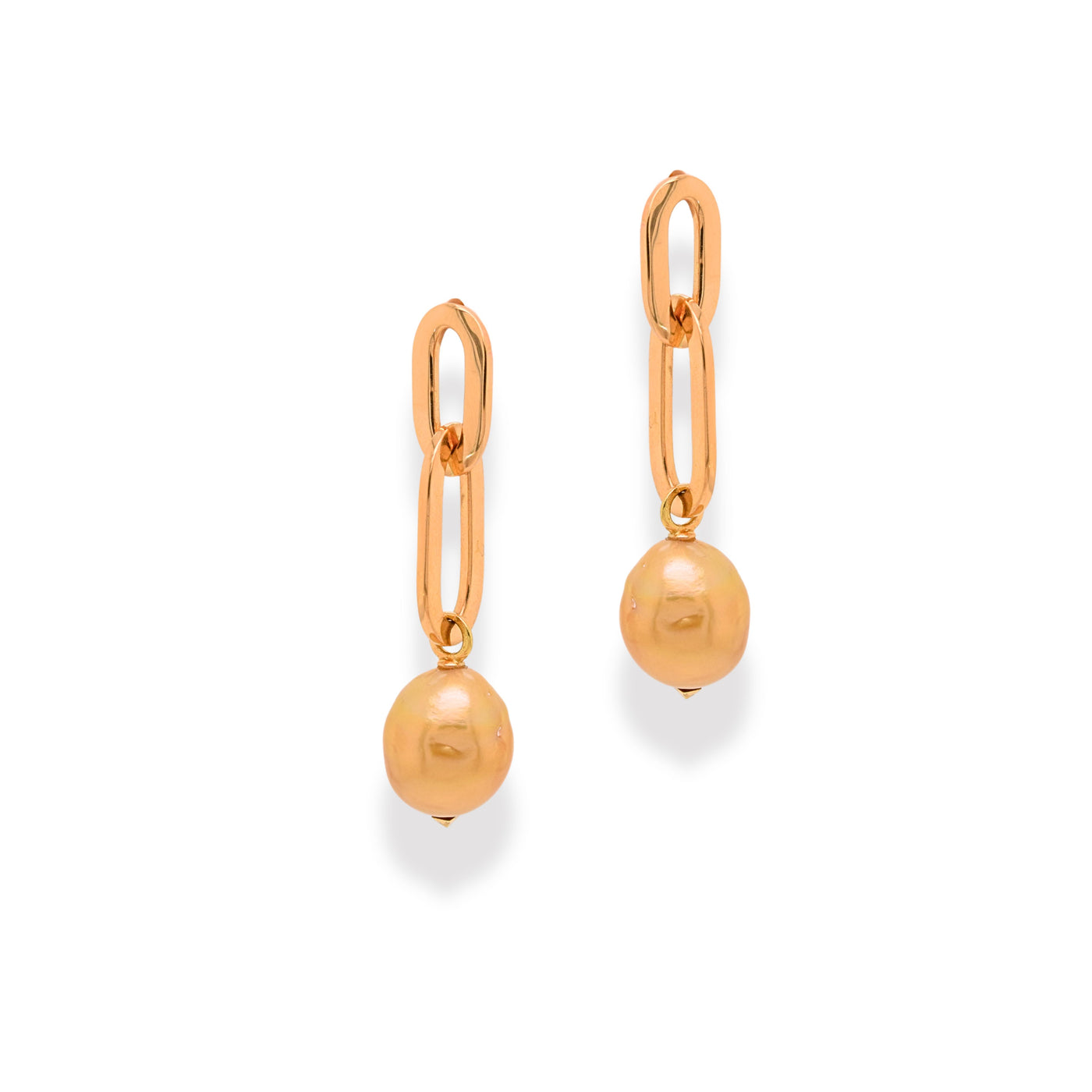 Firenze White South Sea Paperclip Drop Earrings
