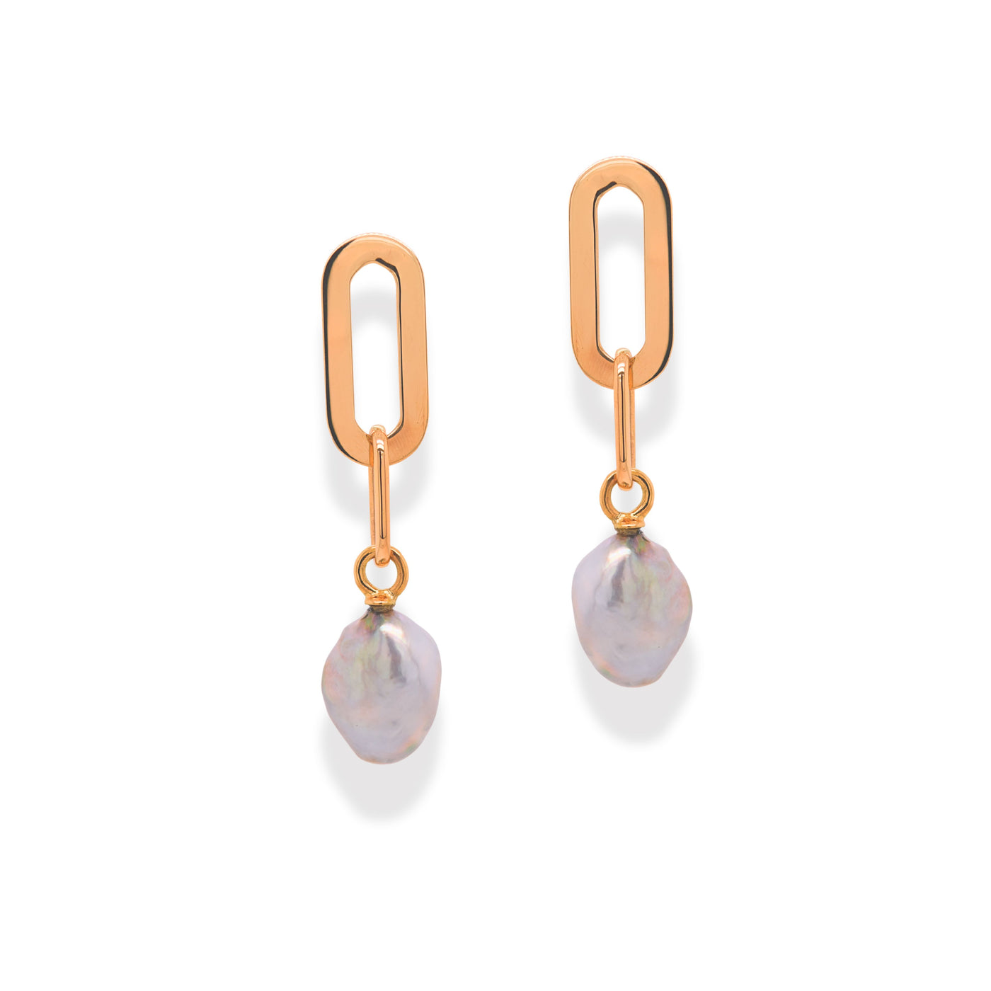 Firenze White South Sea Paperclip Drop Earrings