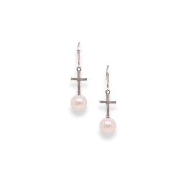 Freshwater Pearl Cross Earrings