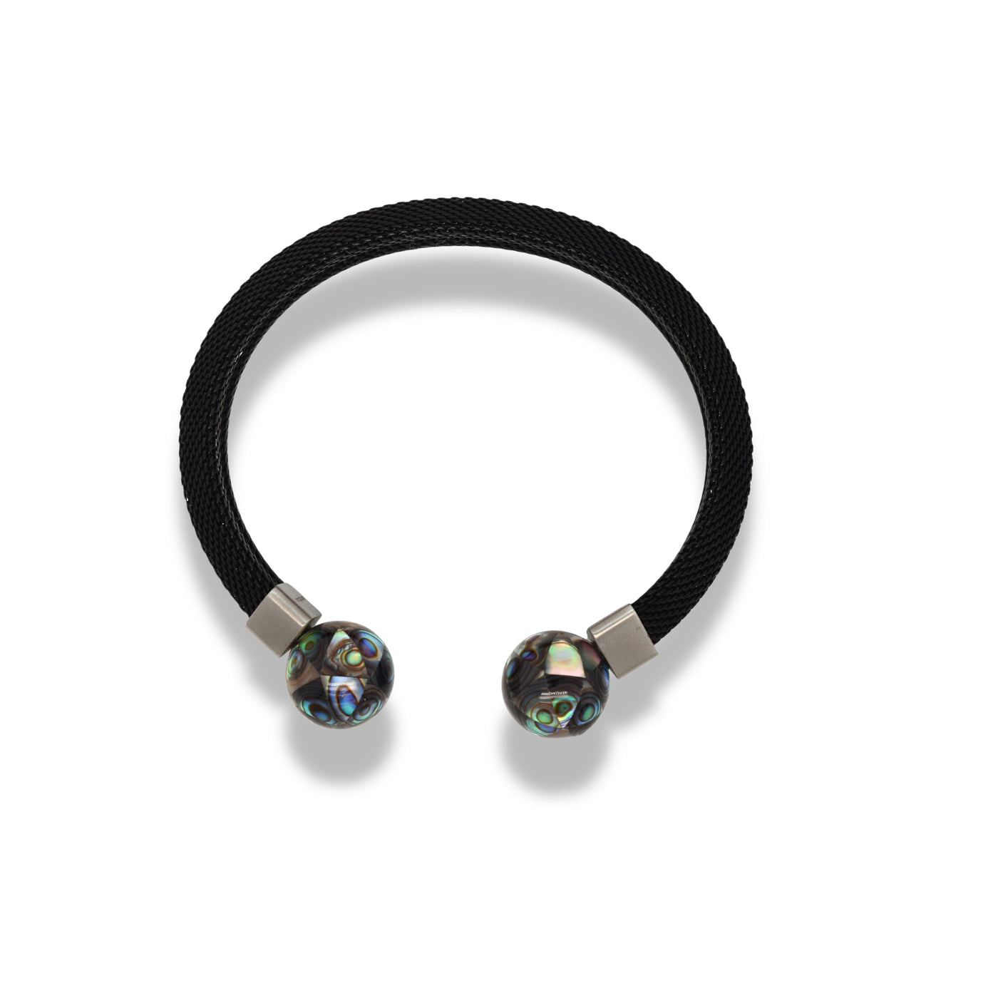 Black Mesh Cuff with Tahitian Endcaps
