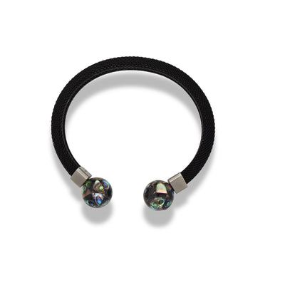 Black Mesh Cuff with Tahitian Endcaps