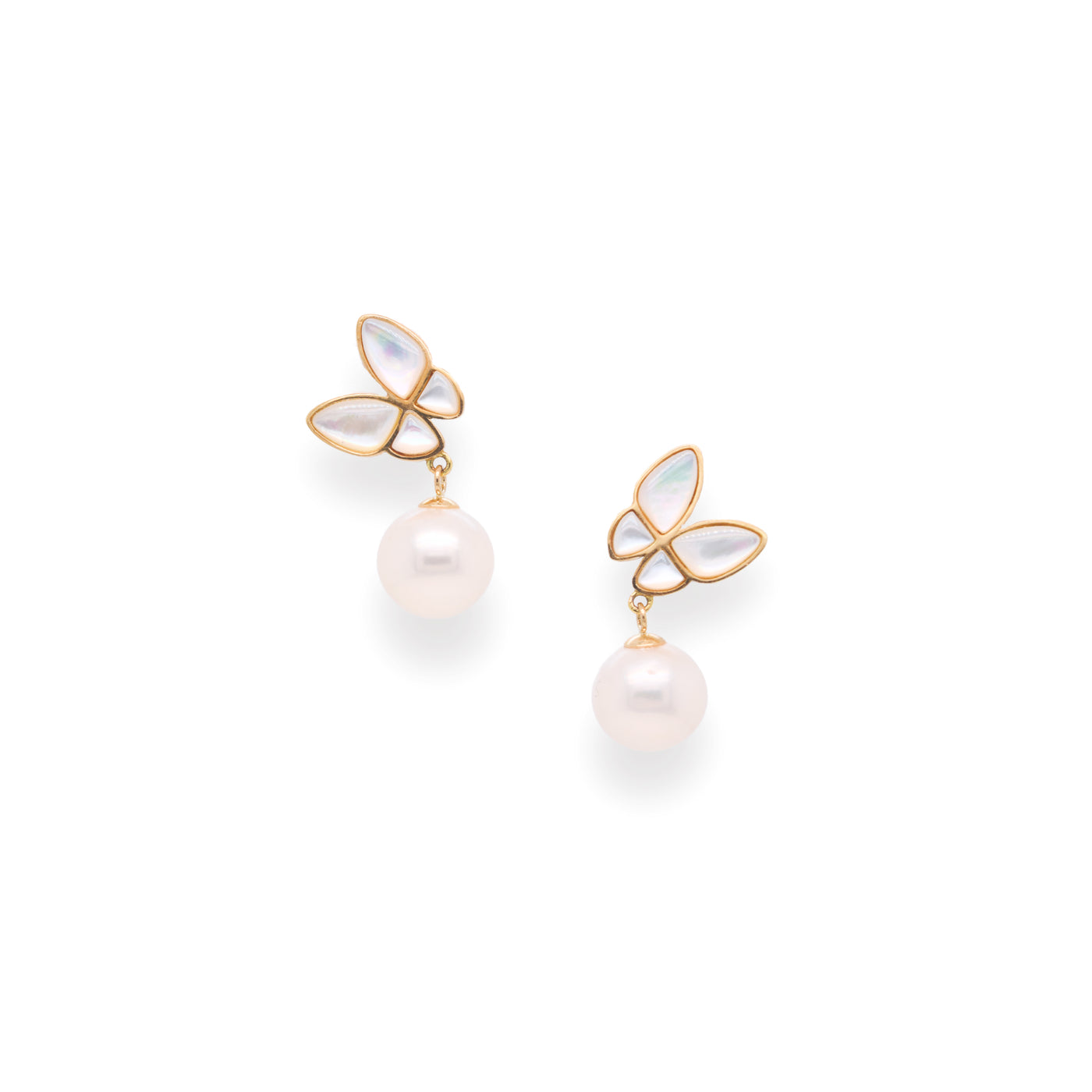 Butterfly and Pearl Drop Earrings