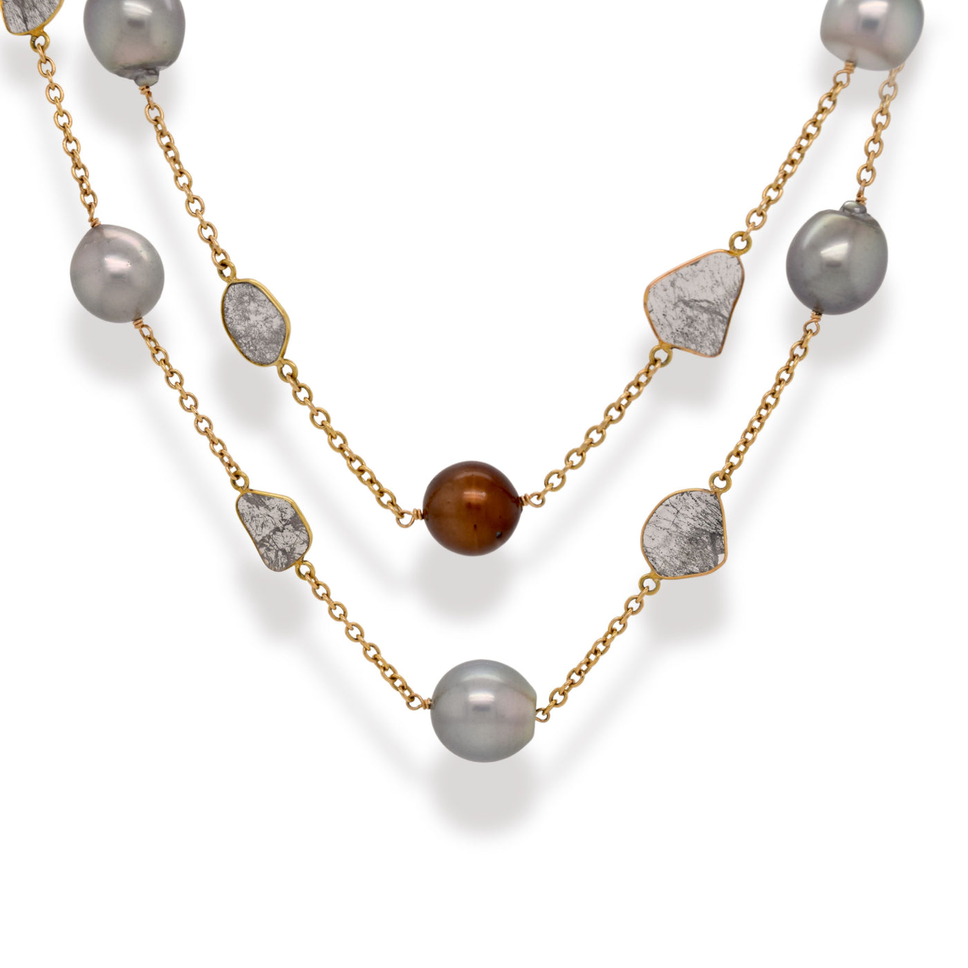 Diamond Slice and Chocolate Tahitian Pearl Necklace