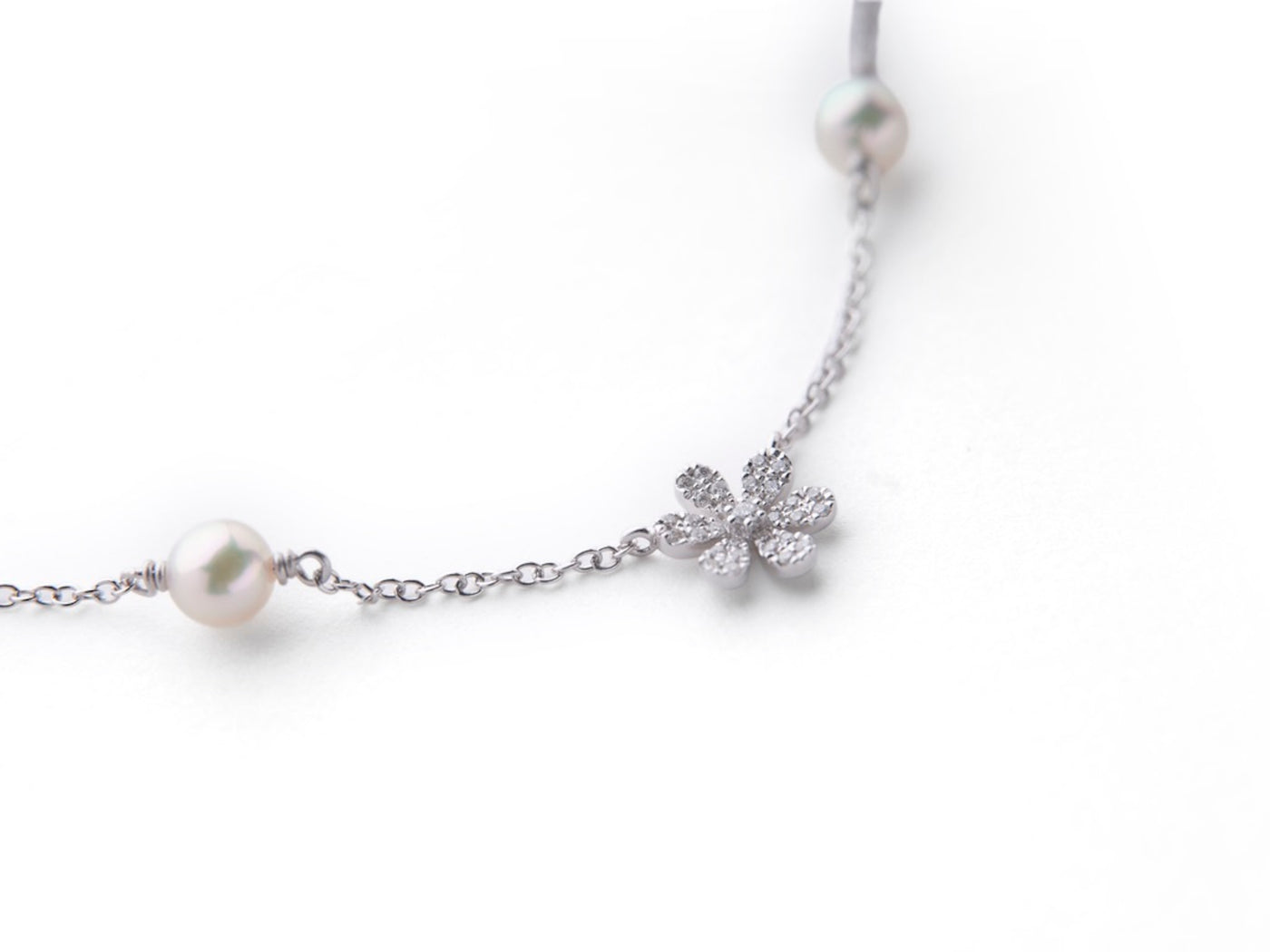 Petite Pearl & Flower Necklace