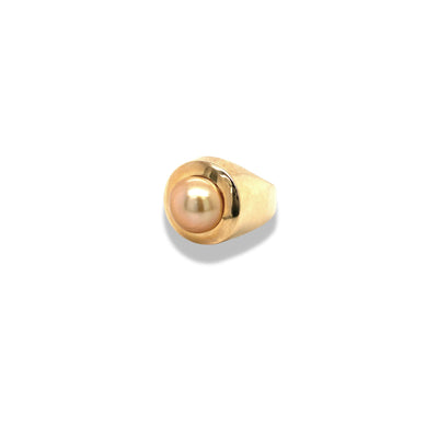 Unisex Golden South Sea Pearl Dome Ring