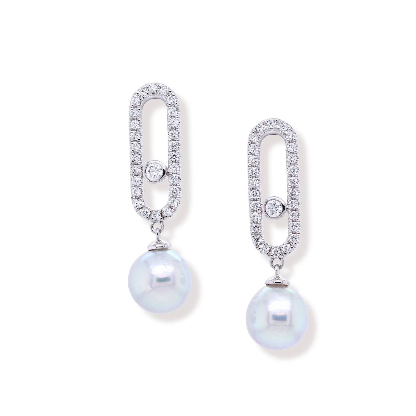 Akoya & Diamond Link Earrings