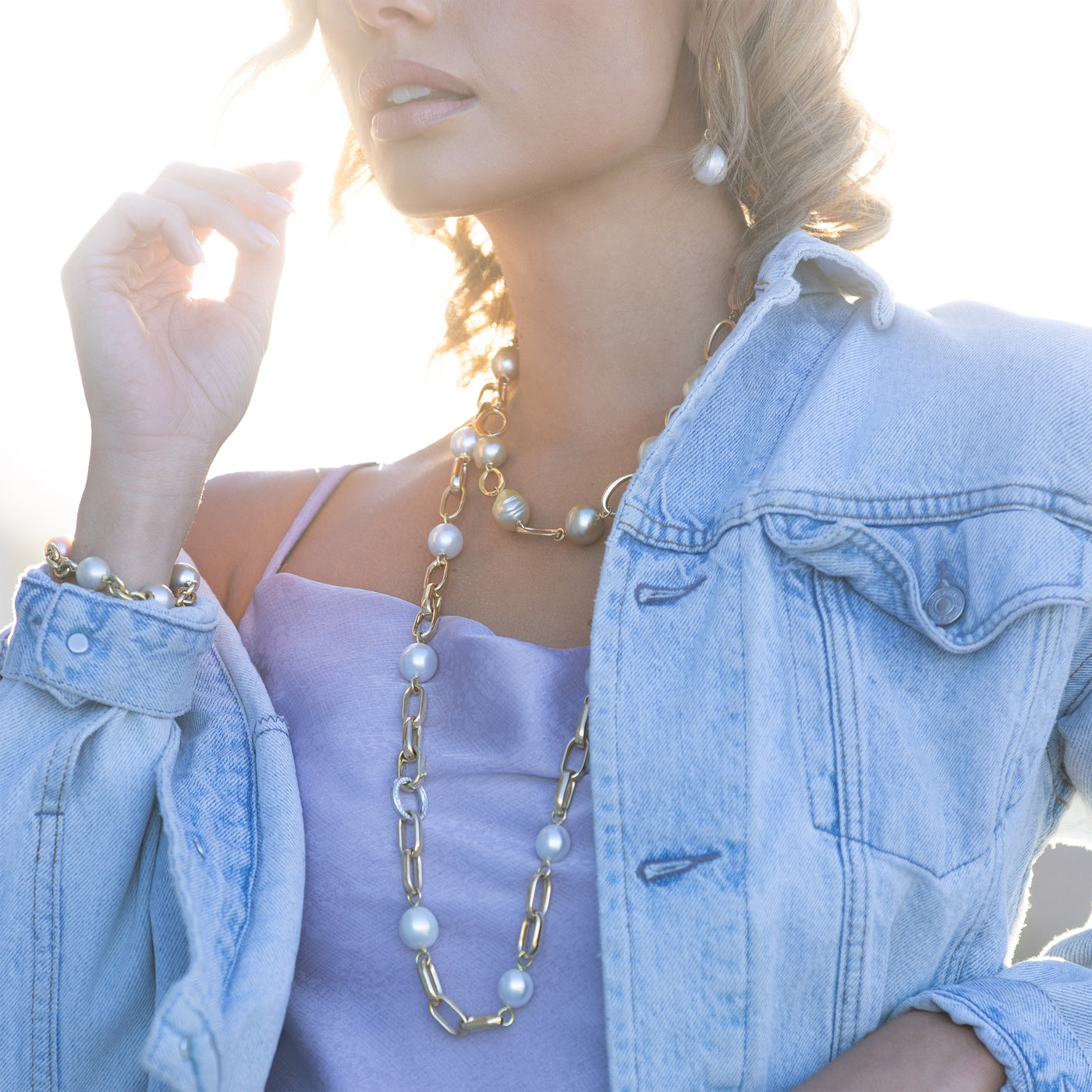 Amalfi Coast South Sea Ensemble, sold seperately, Necklace, Bracelet and Earrings.