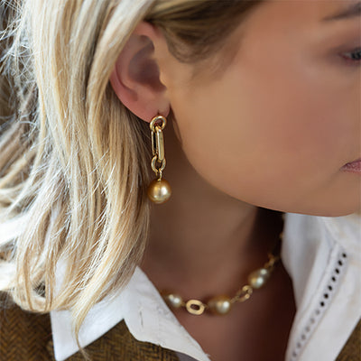 Amalfi Golden South Sea Pearl Earrings