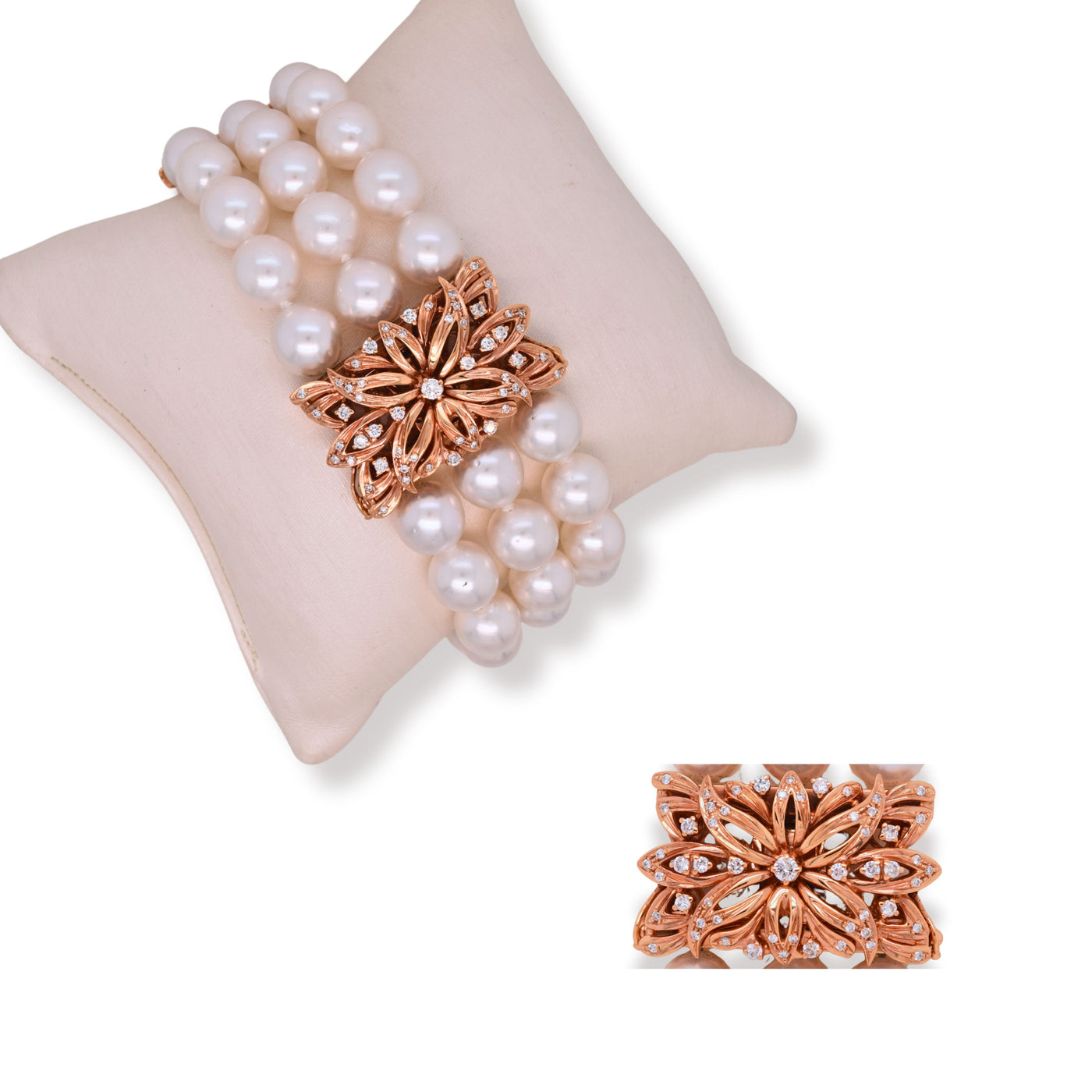 Amaryllis White South Sea Triple Bracelet