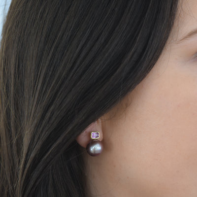 Kasumiga & Pink Sapphire Earrings