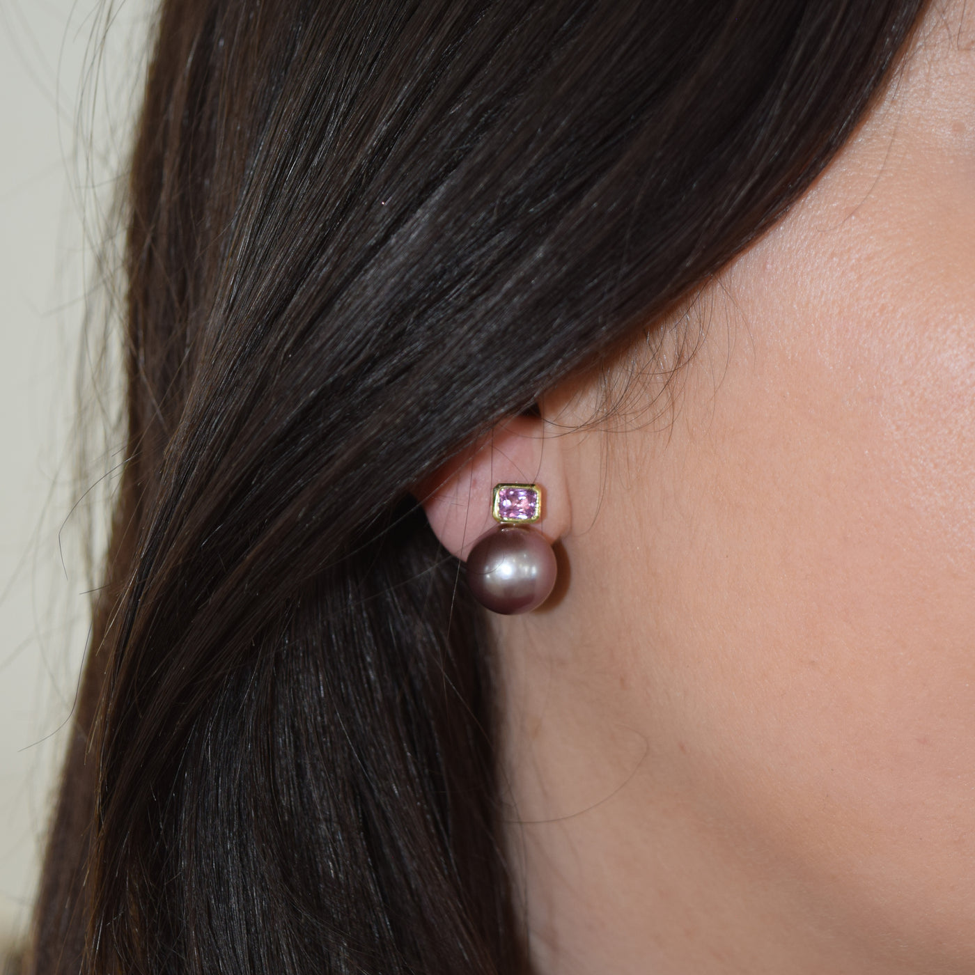 Kasumiga & Pink Sapphire Earrings