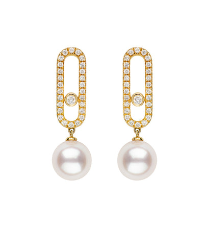 Akoya & Diamond Link Earrings