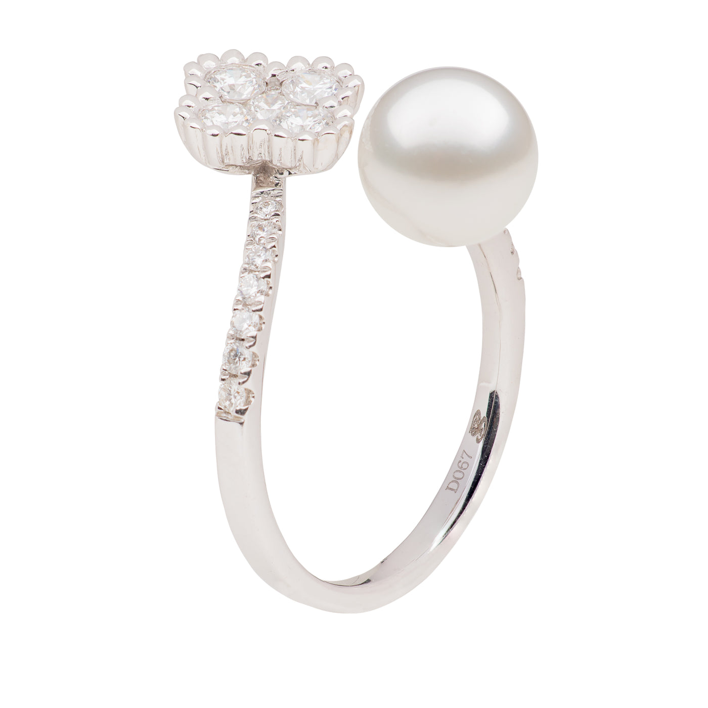 Akoya Pearl Clover Open Ring