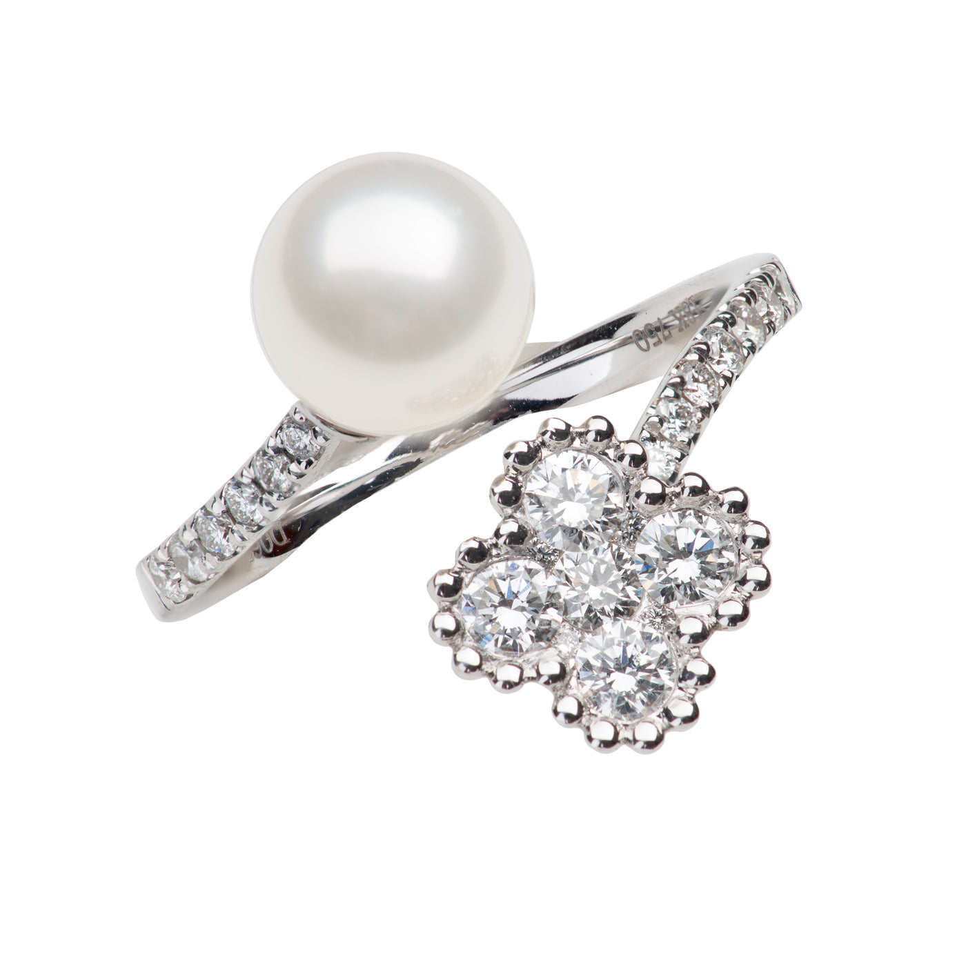 Akoya Pearl Clover Open Ring