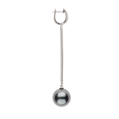 Tahitian Pearl & Diamond Long Bar Earrings