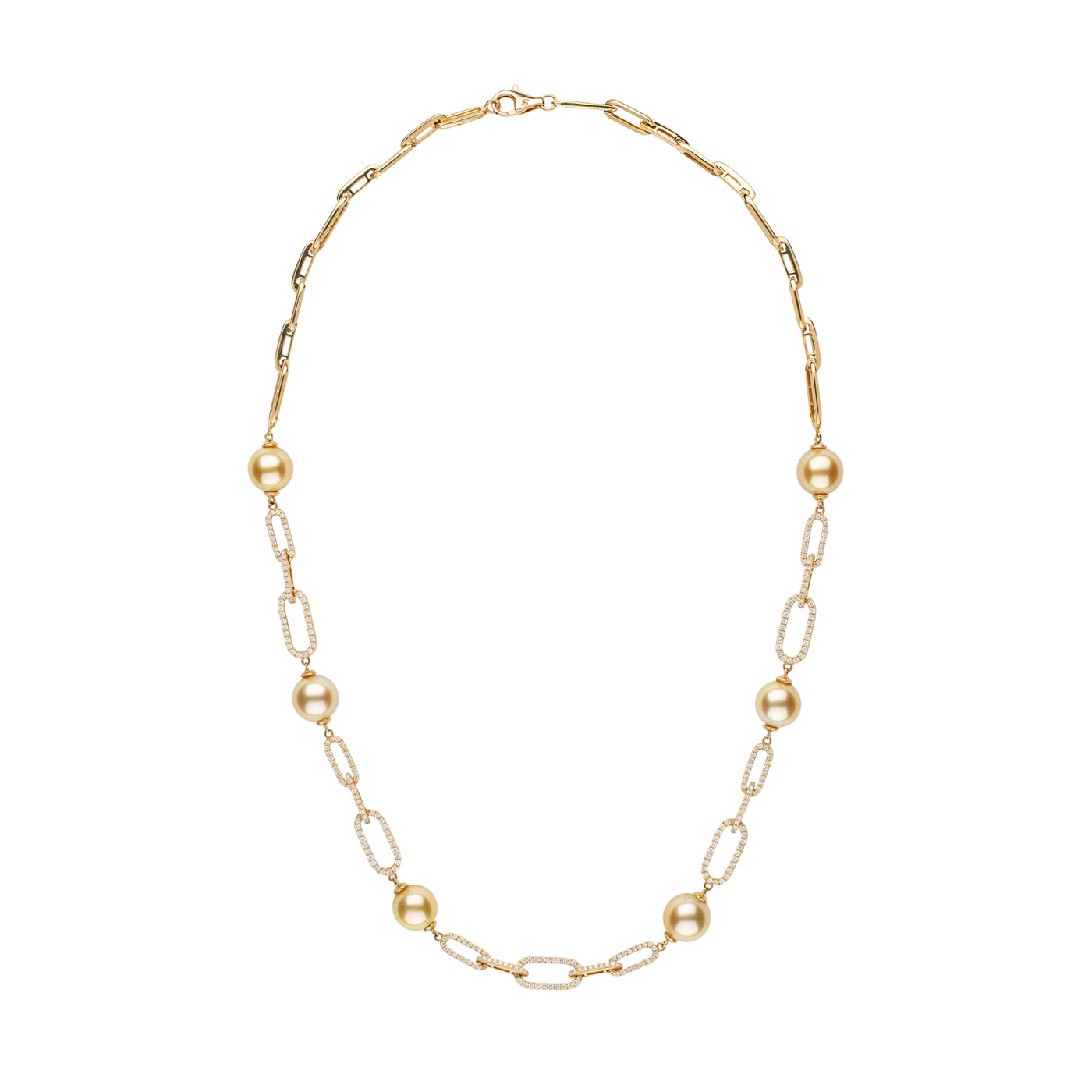 Golden South Sea Pearl Paperclip Chain Necklace