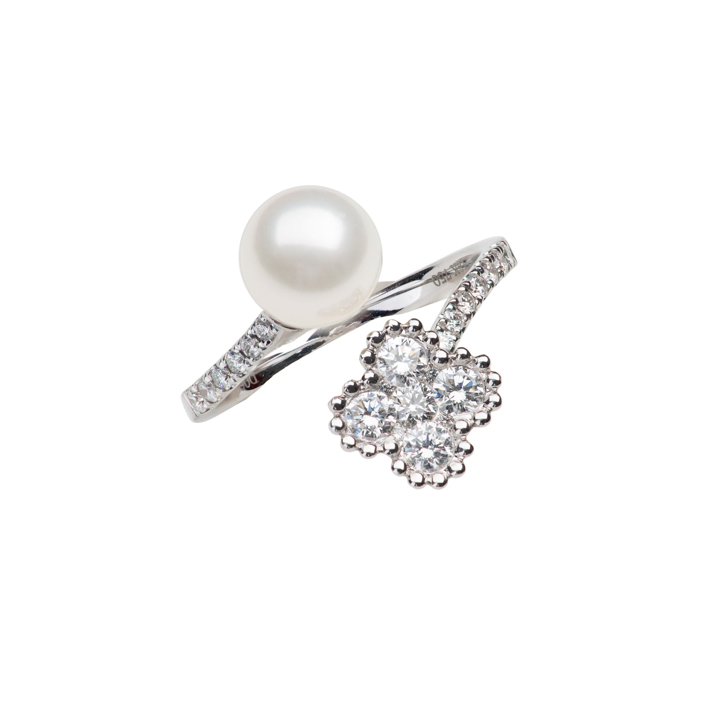 Akoya Pearl Clover Open Ring