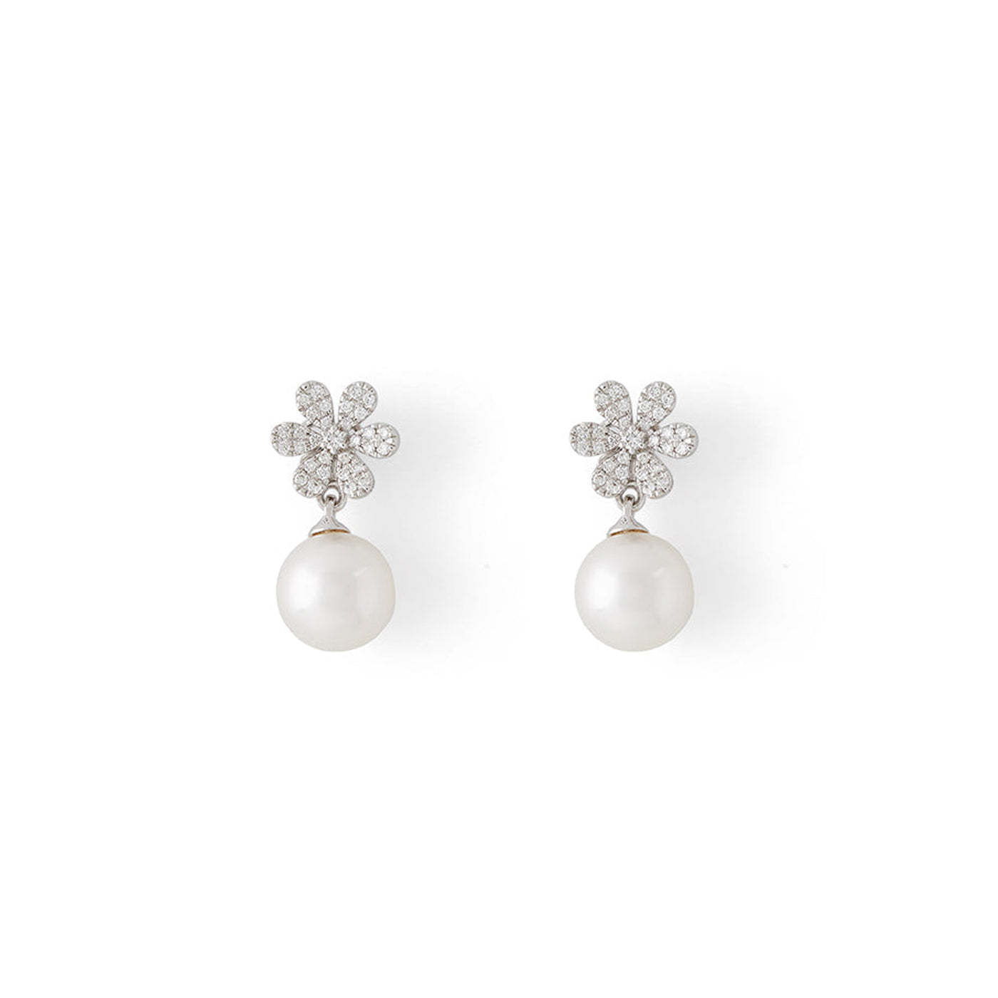 Petite Pearl & Flower Drop Earrings