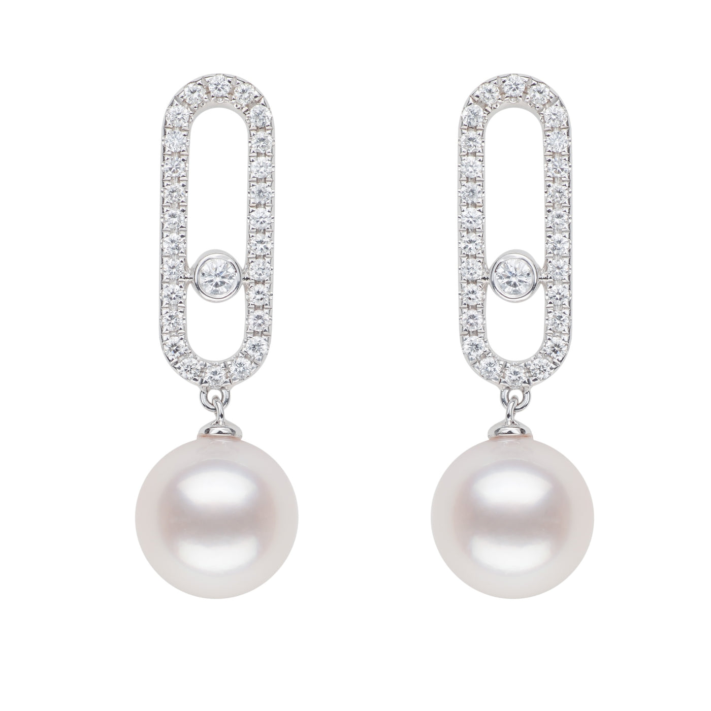 Akoya & Diamond Link Earrings