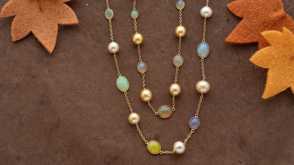 South Sea Pearl & Ethiopian Opal Necklace
