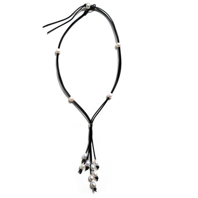 A perfect blend of western style and versatility with our Freshwater Pearls and Bolo Necklaces. Designed for everyday wear, brown, blue or black leather.