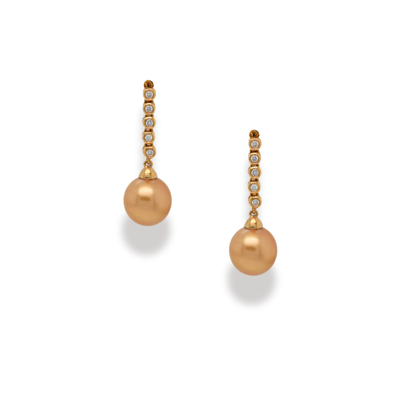 Golden Pearl Stacked Diamond Drops