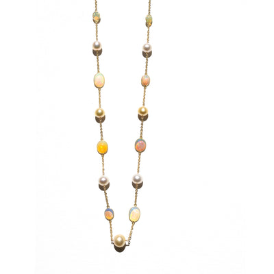 South Sea Pearl & Ethiopian Opal Necklace