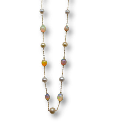 South Sea Pearl & Ethiopian Opal Necklace