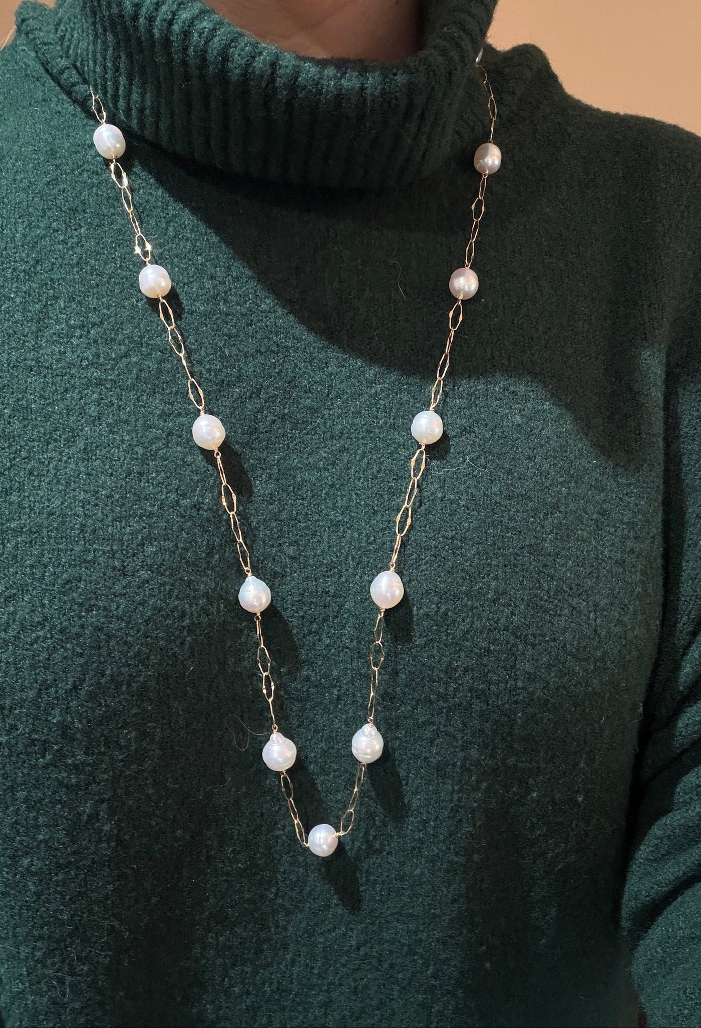 White South Sea Pearl Oval Link Necklace