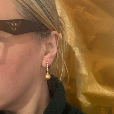 Golden Pearl Stacked Diamond Drops