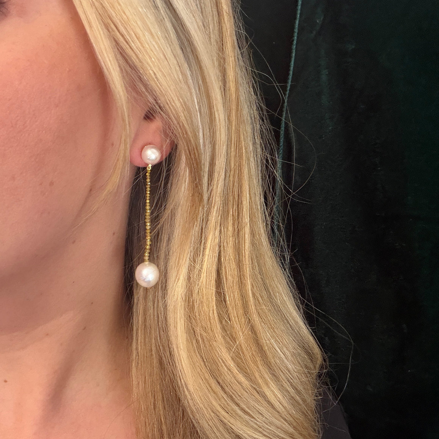 Raw Yellow Diamond Pearl Dangles