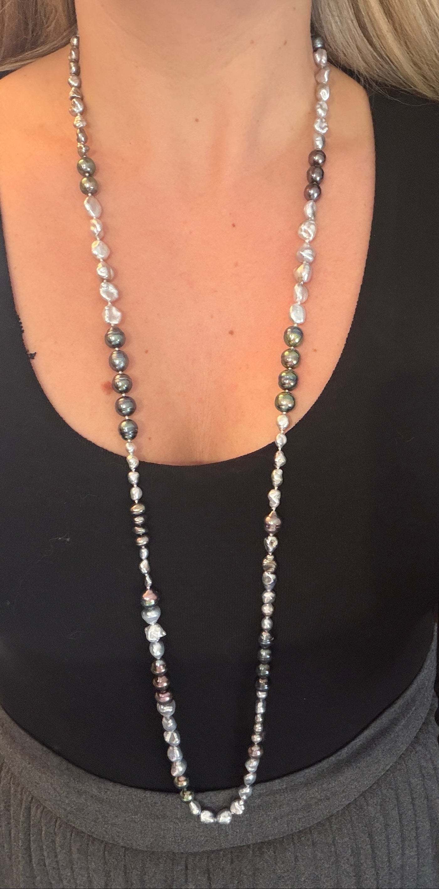 Natural Tahitian Keshi Pearl Necklace