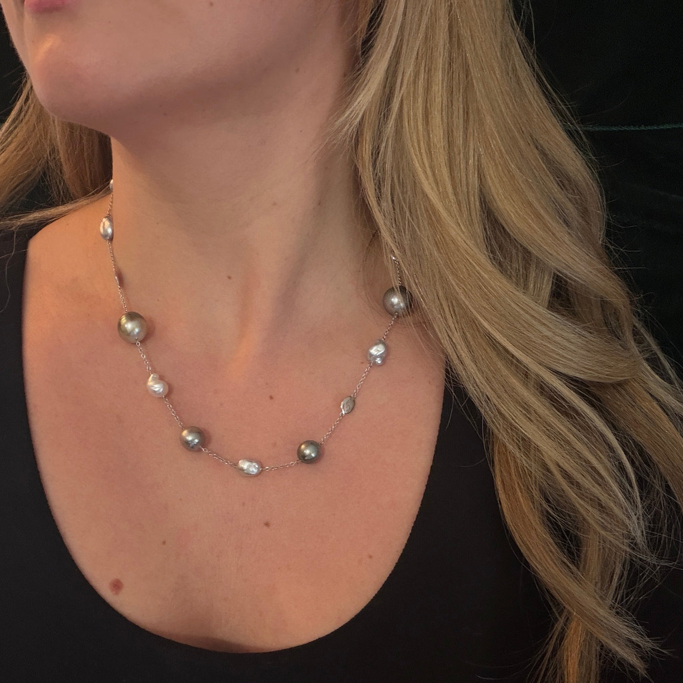 Tahitian Baroque & Keshi Nugget Necklace