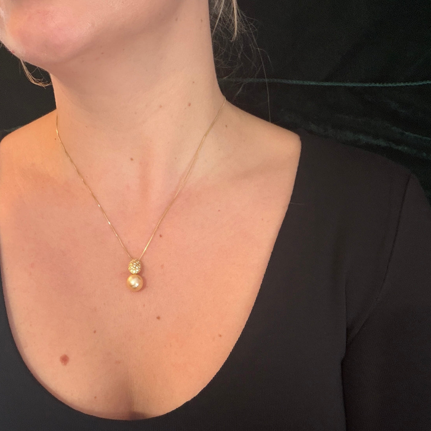 Golden South Sea Pearl Shield Pendant