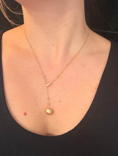 Adjustable Golden Pearl Lariat