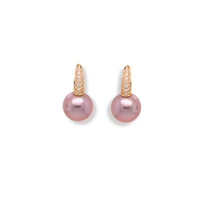 Kasumiga Pearl Cuff Earrings. The pink lavender hues of the pearls and diamonds will elevate any outfit.