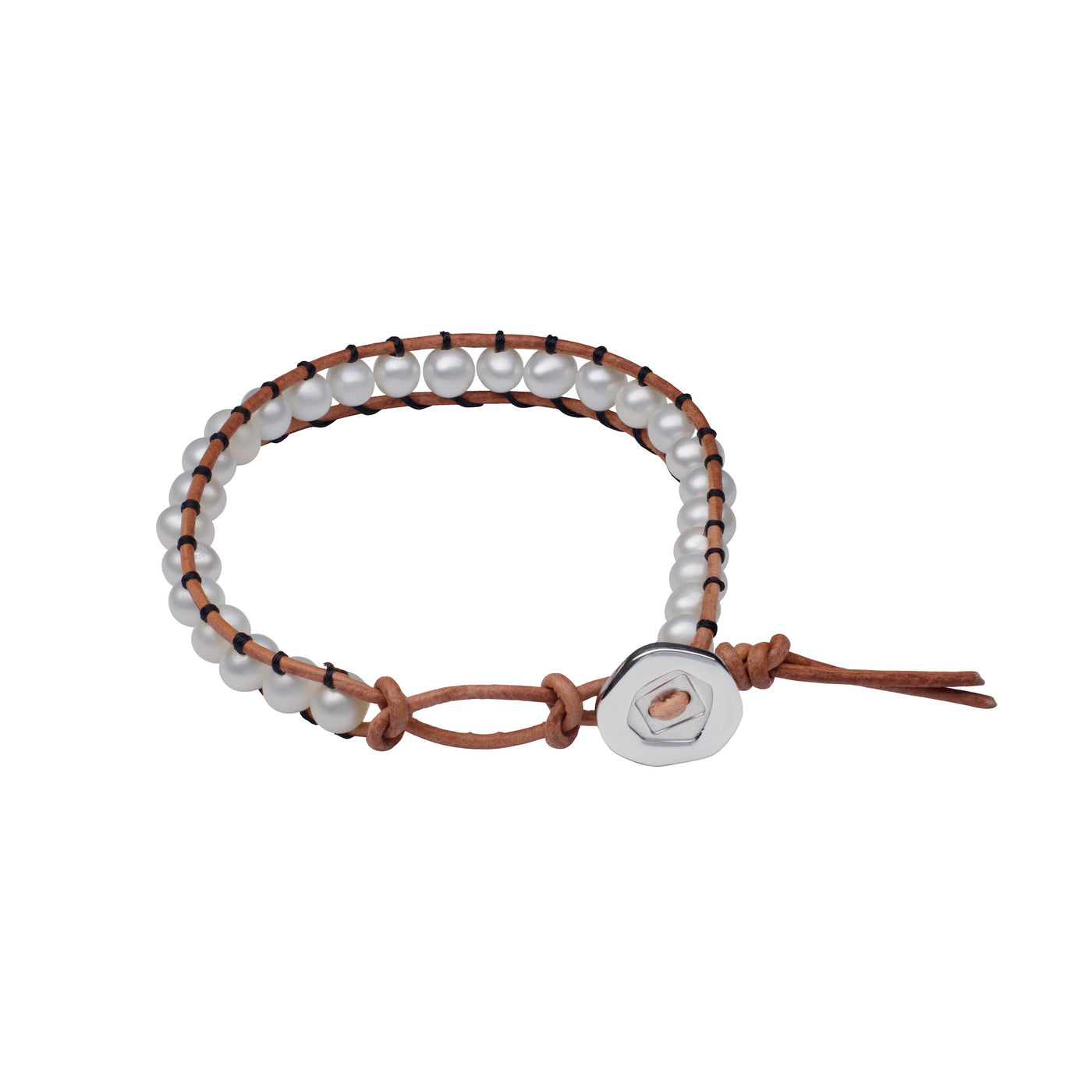 Ladder Pearl & Leather Bracelet